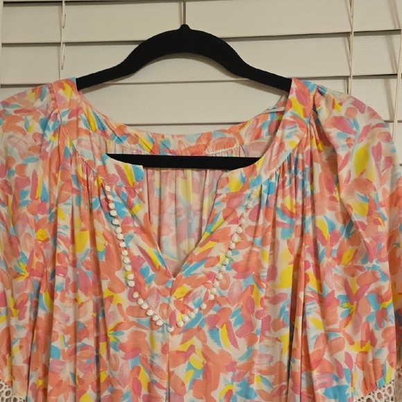 Crown & Ivy Pink and Orange Ruffled Tiered Sundress - Picture 3 of 12